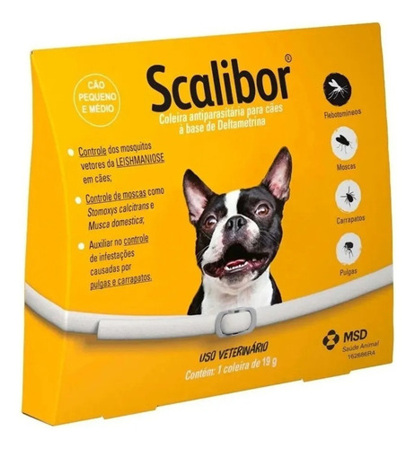 Collar antiparasitario para pulgas MSD Scalibor Collar 48 cm para cachorro de 2kg a 20kg color blanco