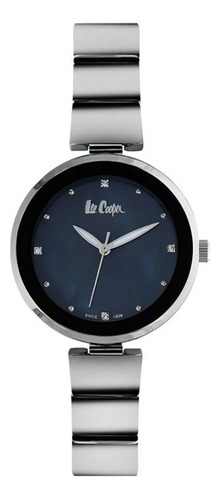 Reloj Lee Cooper Lc06509.350 Plata/negro/azul P/dama Acero Color De La Correa Plata Color Del Bisel Negro Color Del Fondo Azul
