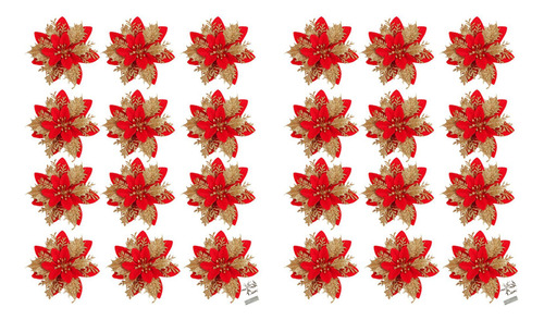 Flores De Navidad Artificiales De Flor De Pascua Roja, Árbol