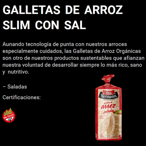 Galletas De Arroz Saladas Dos Hermanos Libre Gluten Sin Tacc