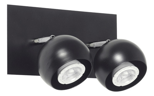 Aplique 2 Luces Esfera Dicroico Gu10 Negro 666apto Led Negro