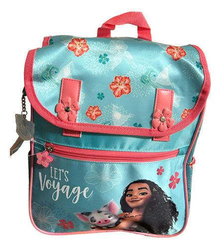 Mochila Escolar Kinder Moana La Pelicula. Color Agua Diseño De La Tela Lisa