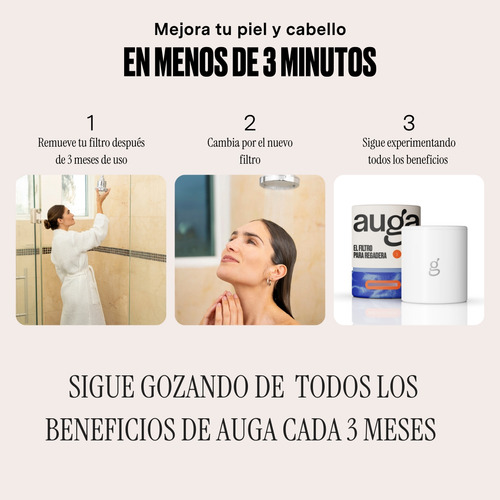 Auga Filtro Purificador De Cloro Y Agua Dura Para Regadera