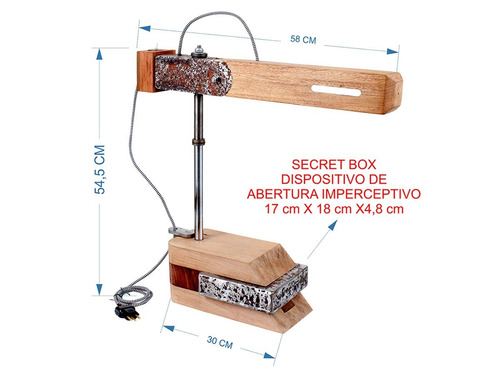 Cofre Luminária De Madeira Reciclada Secret Box Pç Unica
