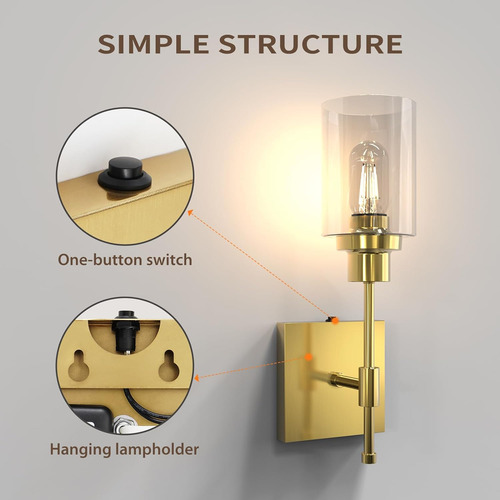 C01 + C03 - Aplique De Pared Con Pilas, Sin Cable, Recargabl
