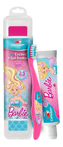 Cepillo de dientes Condor Escova e Gel Dental Condor Kids Da Barbie Com Estojo suave colorido