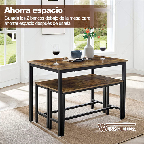 Juego Mesa De Comedor Rectangular Con 2 Sillas De 4 Personas