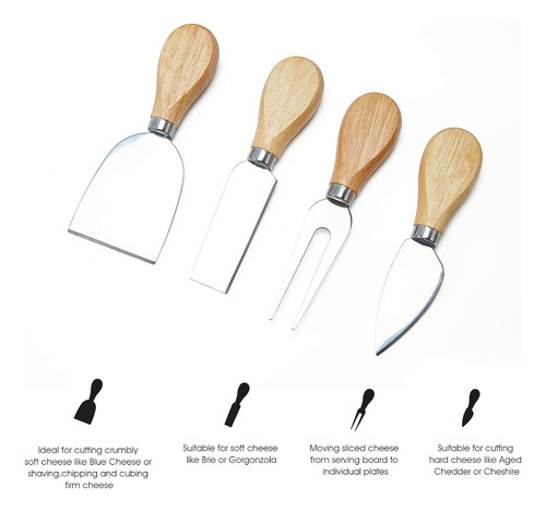 Itopfox Juego De Tablas De Queso De BambĂș Y Cuchillos Para C
