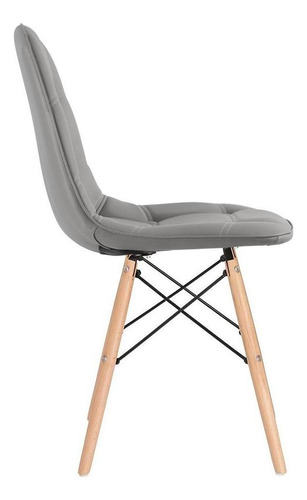 4 Cadeiras Estofadas Capitonê Eames Botonê Cores Assento Cinza