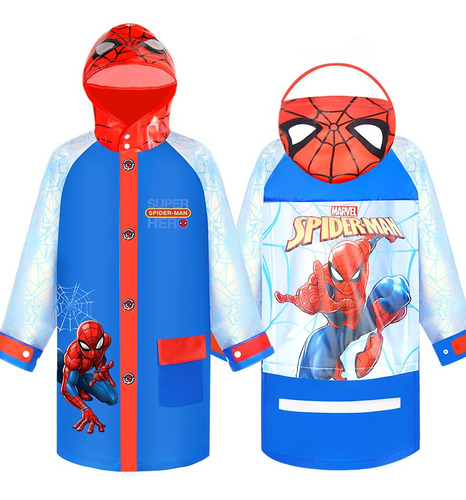 Nuevo Chubasquero Midi Infantil Azul Y Rojo Spider-man