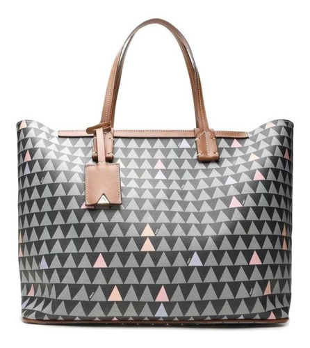 Bolsa shopper Schutz Nina Triangle design triangle  preta alças de cor marrom