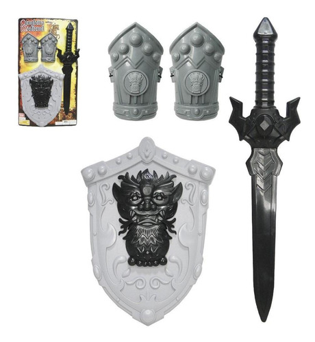 Espada Brinquedo Infantil Viking + Escudo Medieval Grande Cor Outro