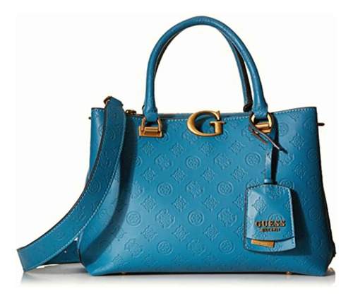 Guess Vibe Girlfriend Satchel Teal Logo Color Azul Logo