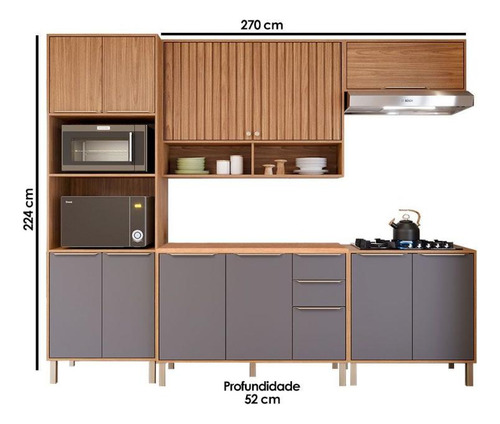 Cozinha Completa Divina 5 Peças (2aéreos+2balcões+1torrequen