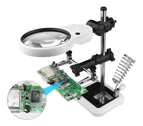 Imagen 1 de 5 de Lupa Para Soldar Con Tenazas Luz Led