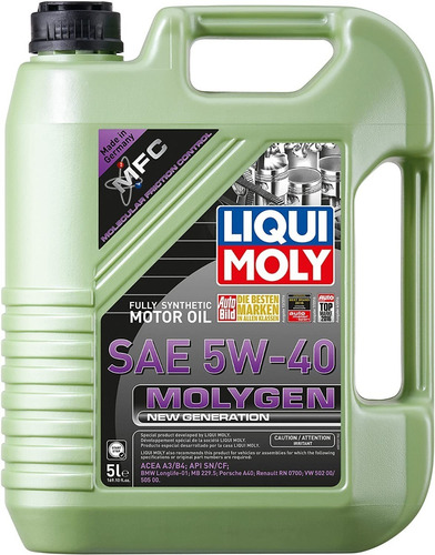 Aceite Sintético 5w40 Liqui Moly Molygen Garrafa 5 Litros