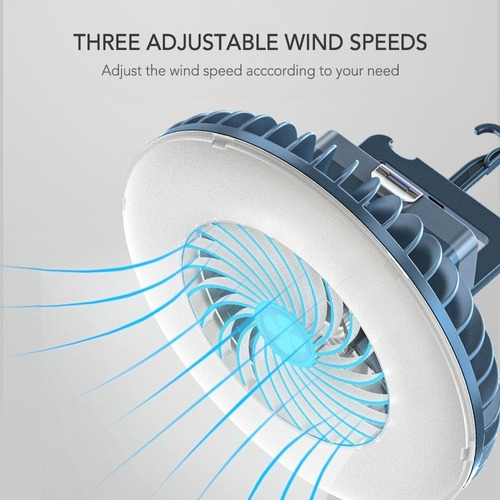 . Mini Ventilador Portátil For Acampar Con Linterna Led