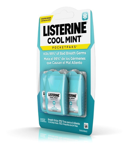 Listerine Tiras Laminas Aliento Menta Fresca Pocketpaks X3