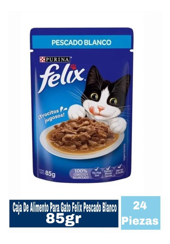 Caja De Alimento Para Gato Felix Pescado Blanco 24 Piezas