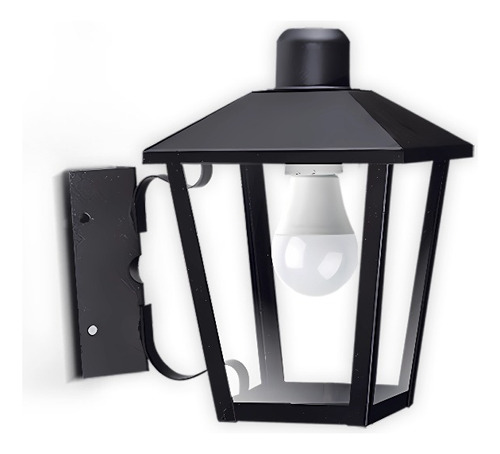 Farol Hierro Y Vidrio Trapezoidal C/fijación Esquinero