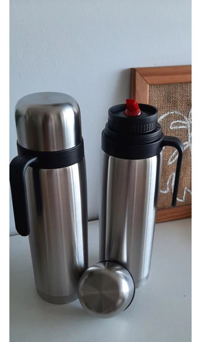 Imagen 6 de 10 de Termo Con Manija De Acero Inoxidable 1 L Kuchen
