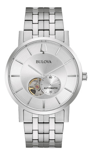 Reloj Bulova Colección American Clipper Original 96a238 Color De La Correa Plateado Color Del Bisel Plateado Color Del Fondo Plateado
