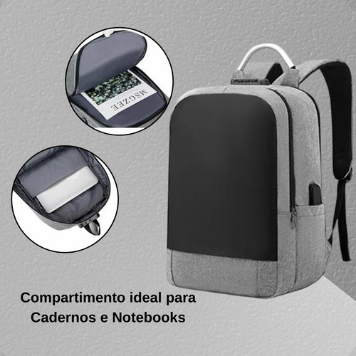 Mochila ManoThor Antifurto Executiva Com Cadeado Trava Segurança Conector USB Saída Fone Ouvido Porta Notebook Resistente Reforçada Grande Anti Furto Masculina Feminina Trabalho Faculdade Escola