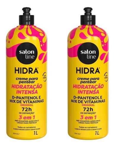 Creme Para Pentear Salon Line 1 Lt Hidra Kit Com 2un