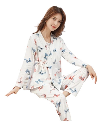 Pijama Maternal Y Lactancia Con Kimono