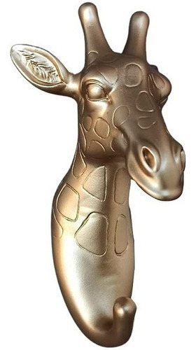 Gancho De Parede Em Resina Girafa Dourada Mart 13750