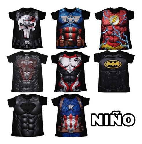 Playera Spandex Thor Batman Spiderman Joker Hulk Flash Robin