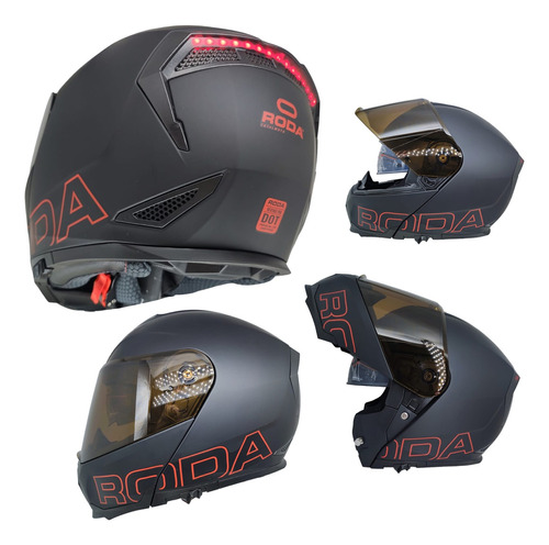 Casco Roda Revenge Pro Abatible Dot Hombre Mujer Con Luz Led