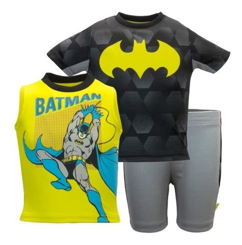 Set De 3 De  Batman Negro/amarillo 1 Talla 3t Incluye