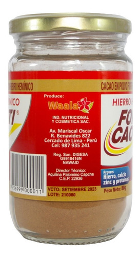 Innovador Tratamiento Para La Anemia - Forticao Polvo X 80gr