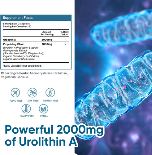 Urolitina Dqqi A Suplemento 2000 Mg - 360 Cápsulas Poderosas