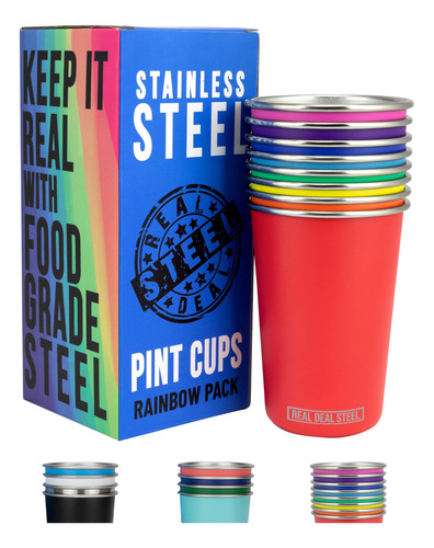 Real Deal Steel Rainbow Cups - Vasos De 16 Onzas, Vasos Apil