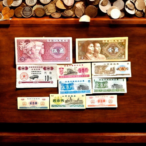Wow 8 Billetes De China Fen Muy Pequeños Más 2 Billetes Yuan (Usado)