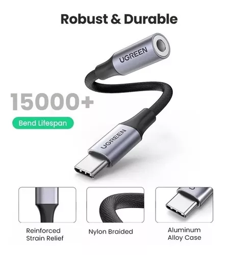 Adaptador Usb Tipo C A Auxiliar 3.5mm Cable