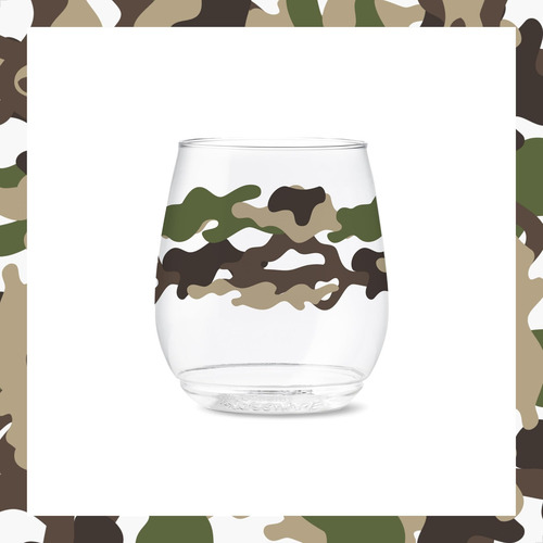 Tossware Pop Serie Vino Camo De 14 Oz, Juego De 6, Vasos Imp