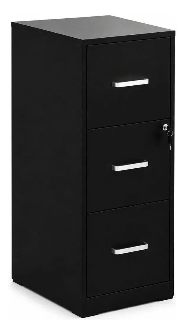 Archivero LVNI con 3 Cajones Para Carpetas y Documentos Tamaño Carta, Negro de Metal