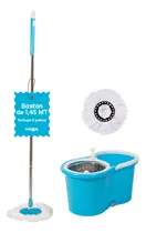 Comprar Balde Mopa Centrifugo Lampazo Escurridor Trapeador Repuestos Color Azul Con Blanco