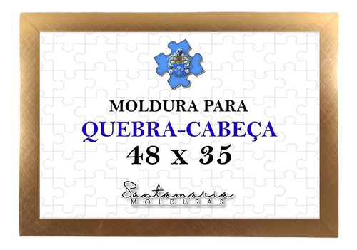 Moldura 48x35 P/ Quebra Cabeça Grow 500 Peças Puzzle Dourado