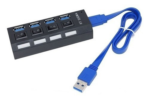 Hub Usb 3.0 Portas 5.0 Gbps Hi-speed C/ Switch Led Indicador