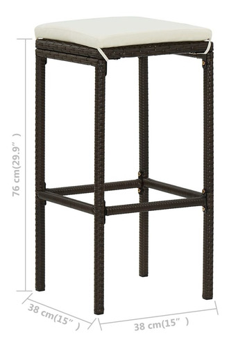 Juego De Bar De 3 Piezas Poly Rattan Brown
