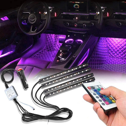 Luces Led Interior Auto Rgb Con Control Fácil Instalación 