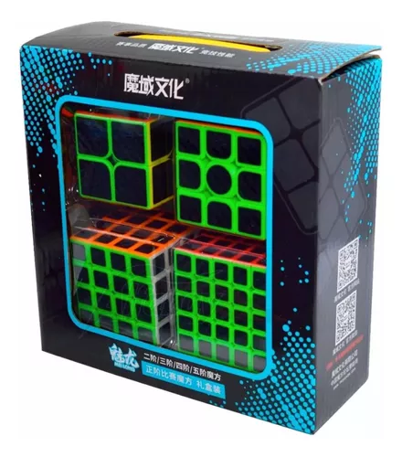 Kit Cubo Mágico Profissional MoYu Carbon 2x2, 3x3 E Pirâmide