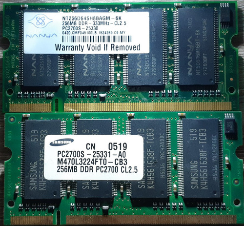 Memorias Ram 256mb Pc2-2700 Ddr 333