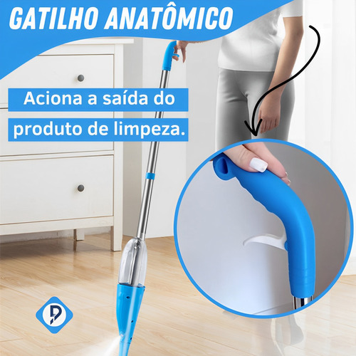 Mop Spray Giratório Com Reservatório E Refil De Microfibra
