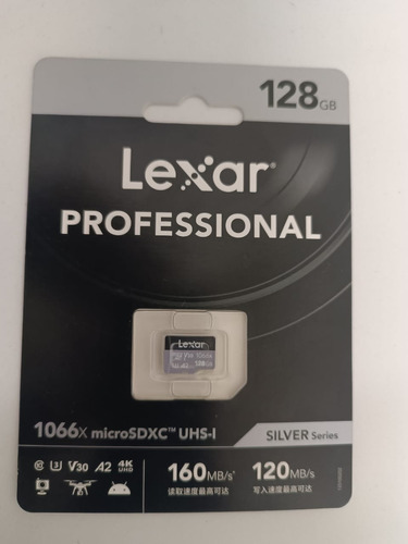 Tarjeta de memoria Lexar 1066x Silver Series de 128 GB, 4k, clase 10