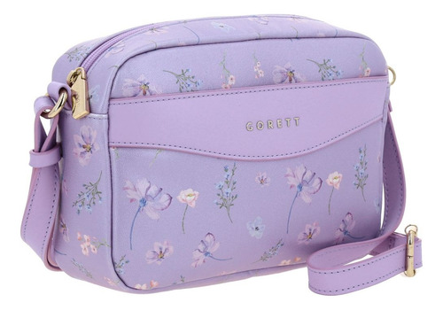 Bolso Crossbody Chico Gorett Kleen Lila Para Mujer Floreado Lila Floreado Oro Lila